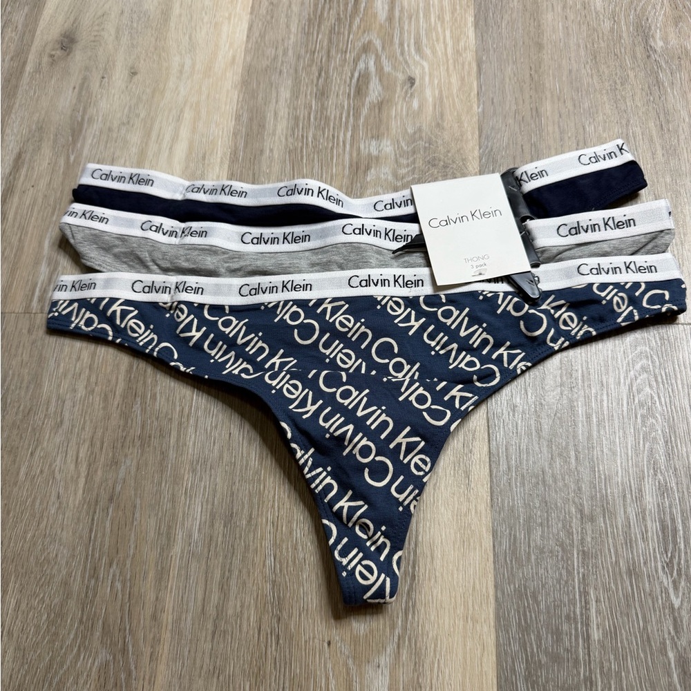 Calvin Klein Kids Navy, Gray & Black 3-Pack Thongs